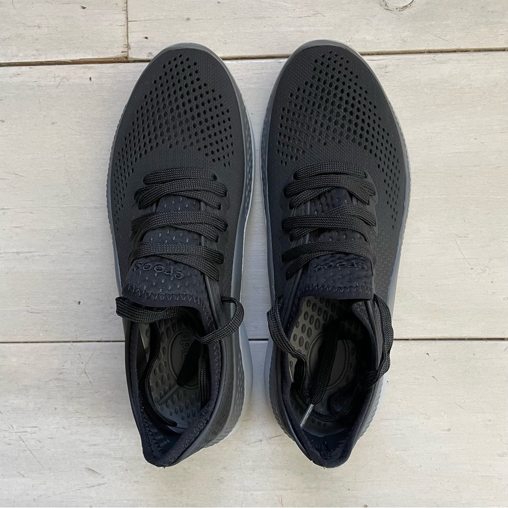 CROCS Women’s Black Mesh LiteRide Pacer Footbed Athletic Shoes Breathe Mesh Sz 8